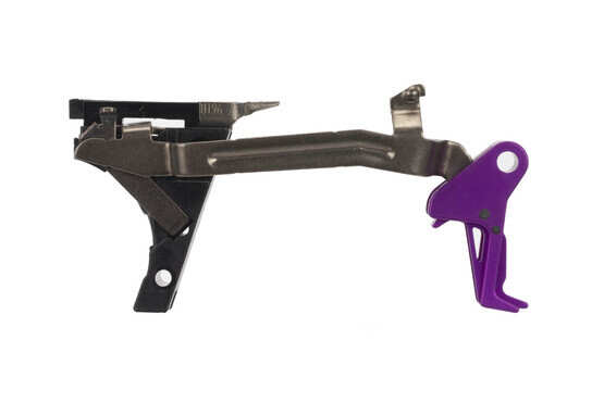 CMC Triggers Drop-In Glock Gen 1-3 .45 ACP trigger features a flat bow for enhanced feel and an eye-catching purple trigger.